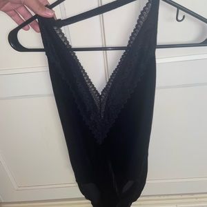 Black velvet body suit from forever 21